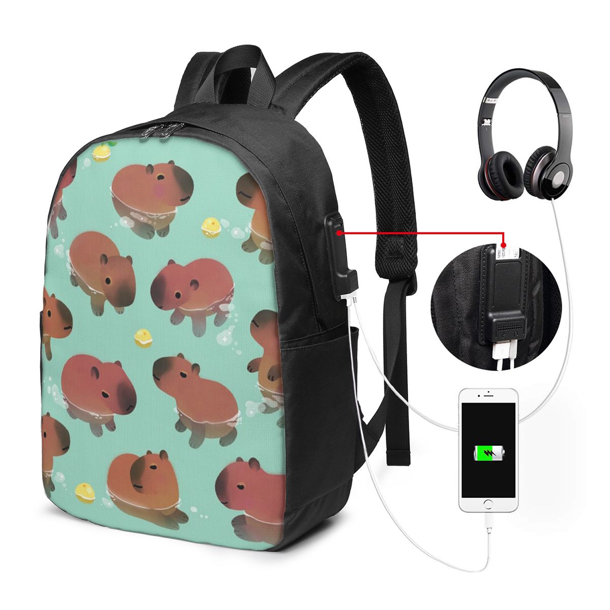 Laptop Bag - Mochila con estampado de animales Capybara,
