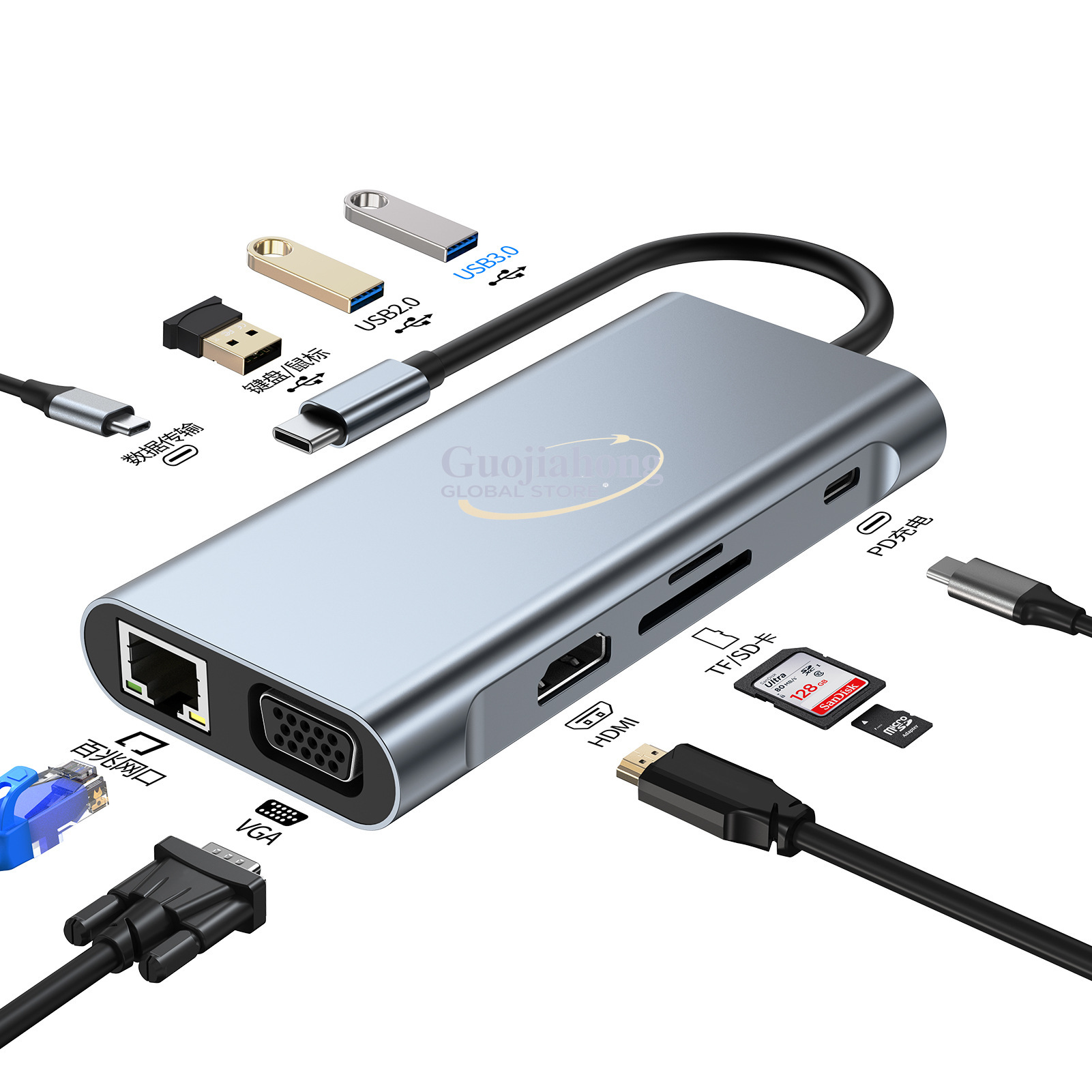 Usb C Hub - Tarjeta de interfaz de red USB
