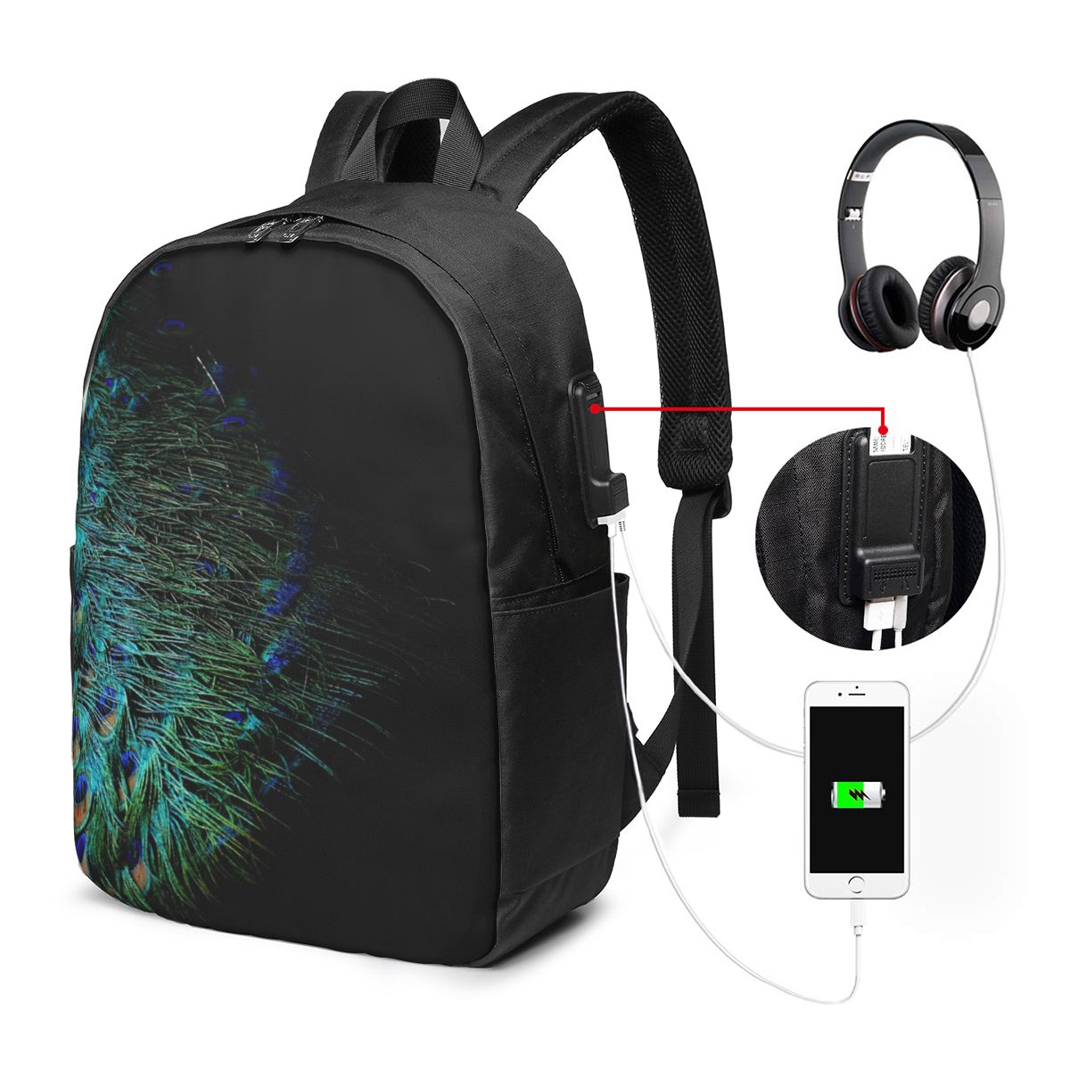 Mochila con plumas de pavo rea - Laptop Bag reseña y precio